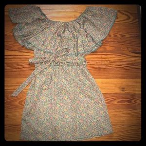 Green/floral off the shoulder dress!